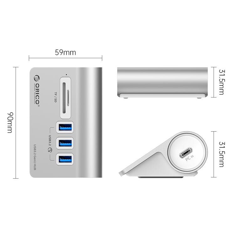 ORICO ORICO-M3UT3-05 三口USB 3.2 HUB 帶讀卡器