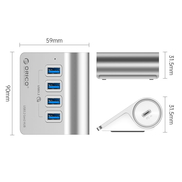 ORICO ORICO-M3U4-05 4口USB 3.2 Gen1 10Gbps 集線器 鋁合金外殼