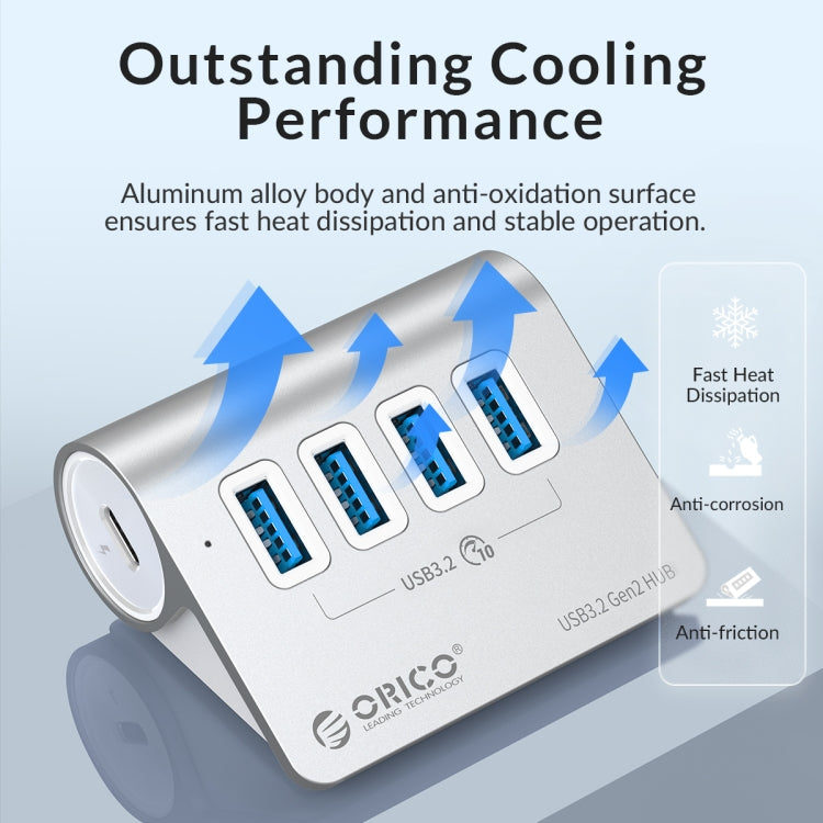 ORICO ORICO-M3U4-05 4口USB 3.2 Gen1 10Gbps 集線器 鋁合金外殼