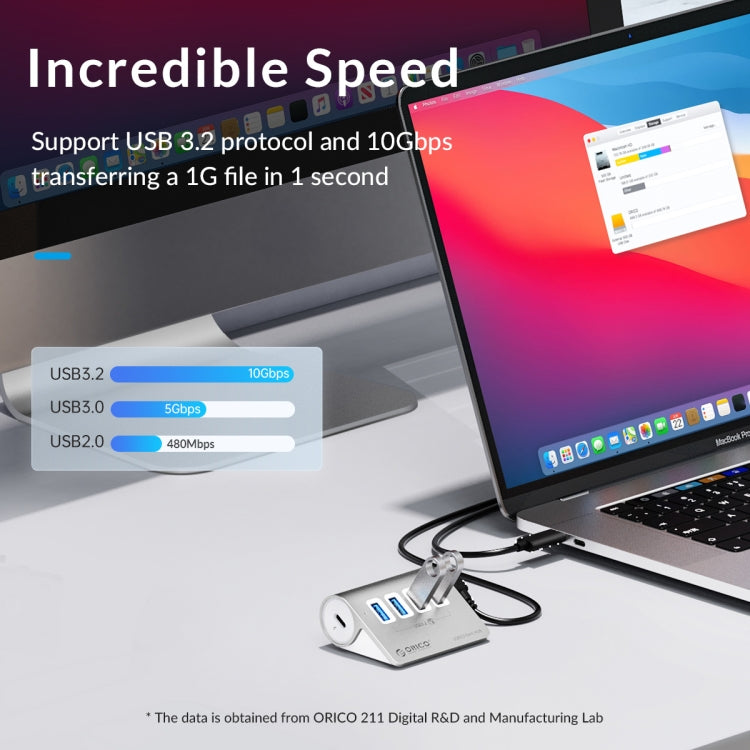 ORICO ORICO-M3U4-05 4口USB 3.2 Gen1 10Gbps 集線器 鋁合金外殼