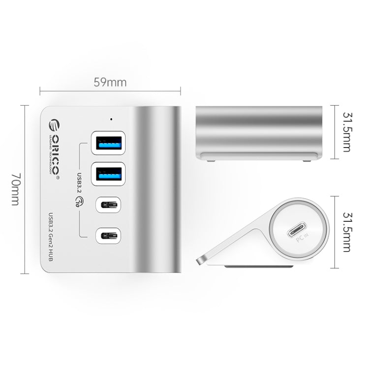 ORICO ORICO-M3CU2-G2-05 4口 Type-C 和 USB3.2 10Gbps 集線器 鋁合金外殼