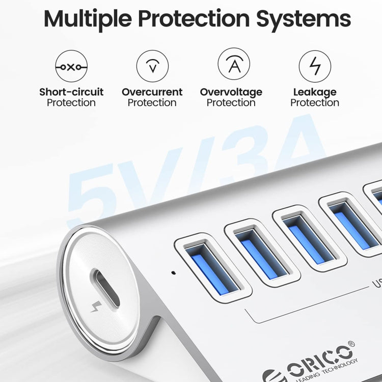 ORICO ORICO-M3U7-10 7口USB 3.2 5Gbps集線器 鋁合金外殼帶1m線