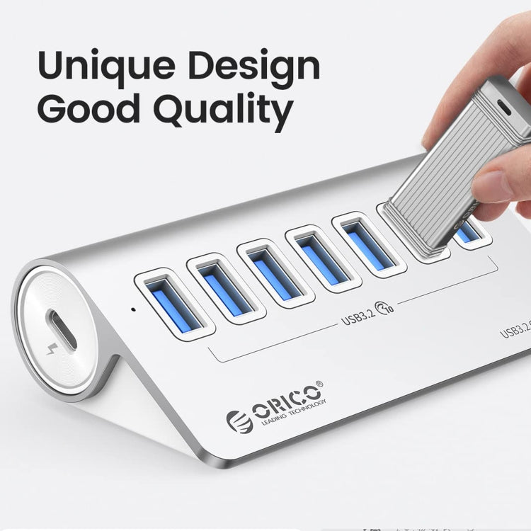ORICO ORICO-M3U7-G2-10-SV 7口USB 3.2 Gen2  10Gbps集線器 鋁合金外殼帶1m線