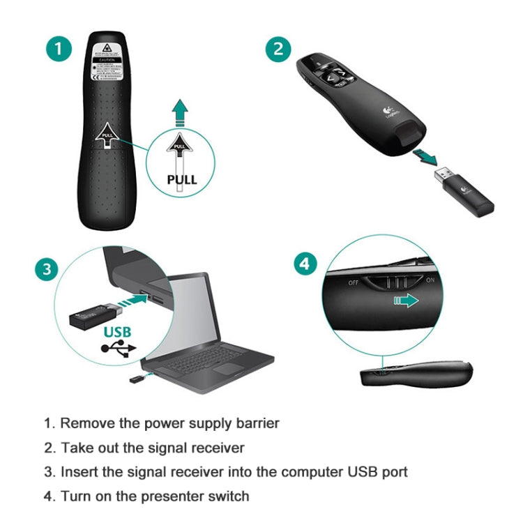 Logitech/羅技 R400 2.4Ghz 無線演示器 PPT翻頁筆