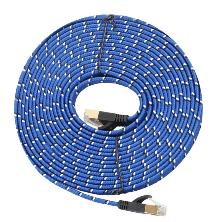 7類藍色扁平帶編織鍍金網線萬兆網線， 線長：10米