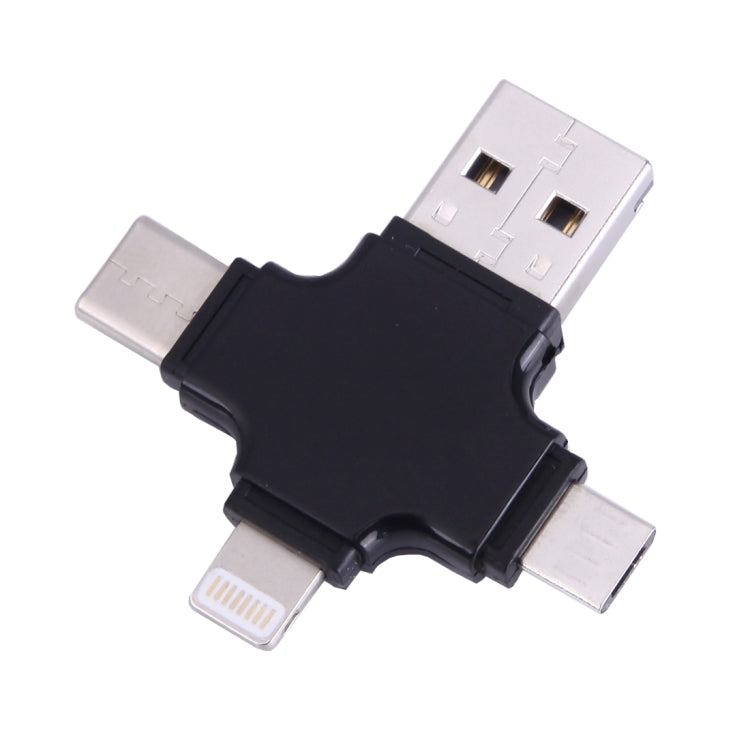 4合1 Type-C & USB 2.0 & Micro USB & 8 Pin TF卡 讀卡器 支持FAT32 & exFAT