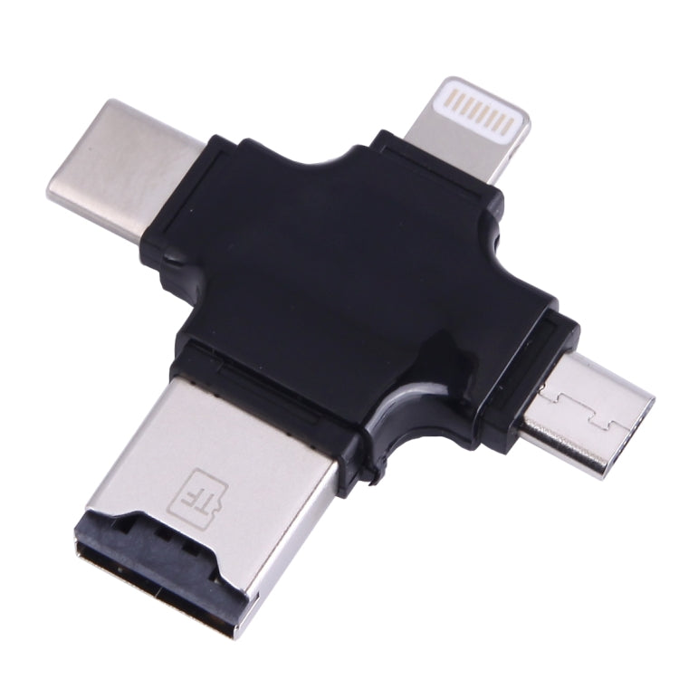 4合1 Type-C & USB 2.0 & Micro USB & 8 Pin TF卡 讀卡器 支持FAT32 & exFAT
