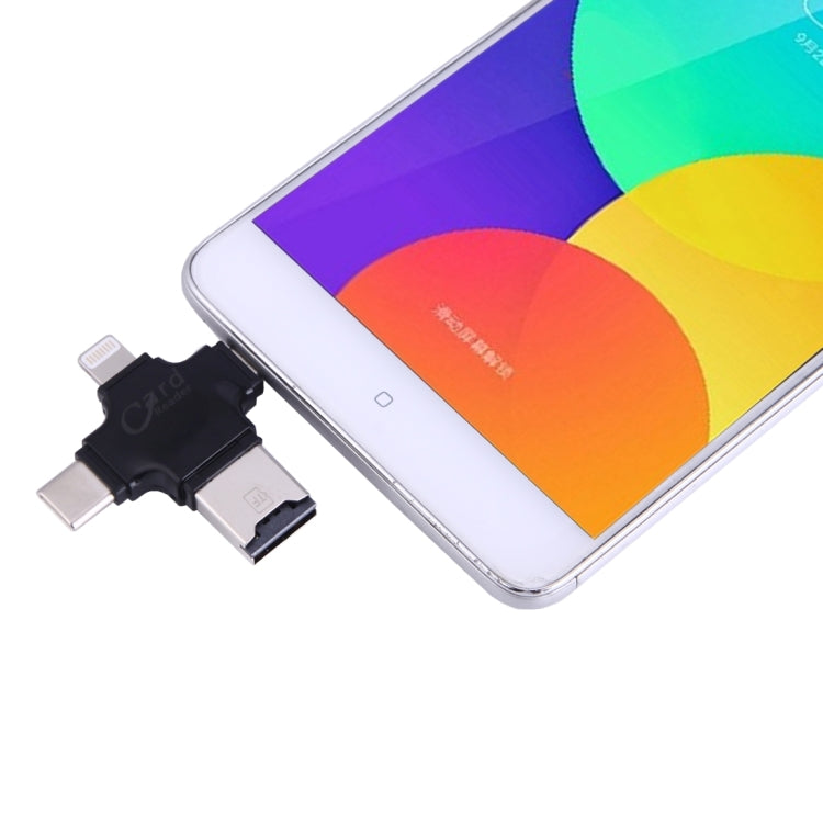 4合1 Type-C & USB 2.0 & Micro USB & 8 Pin TF卡 讀卡器 支持FAT32 & exFAT