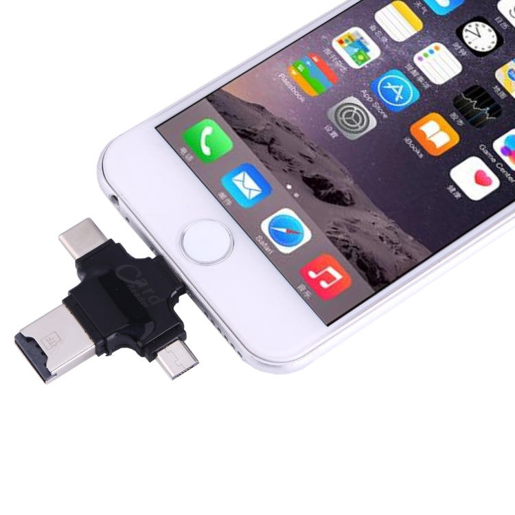 4合1 Type-C & USB 2.0 & Micro USB & 8 Pin TF卡 讀卡器 支持FAT32 & exFAT