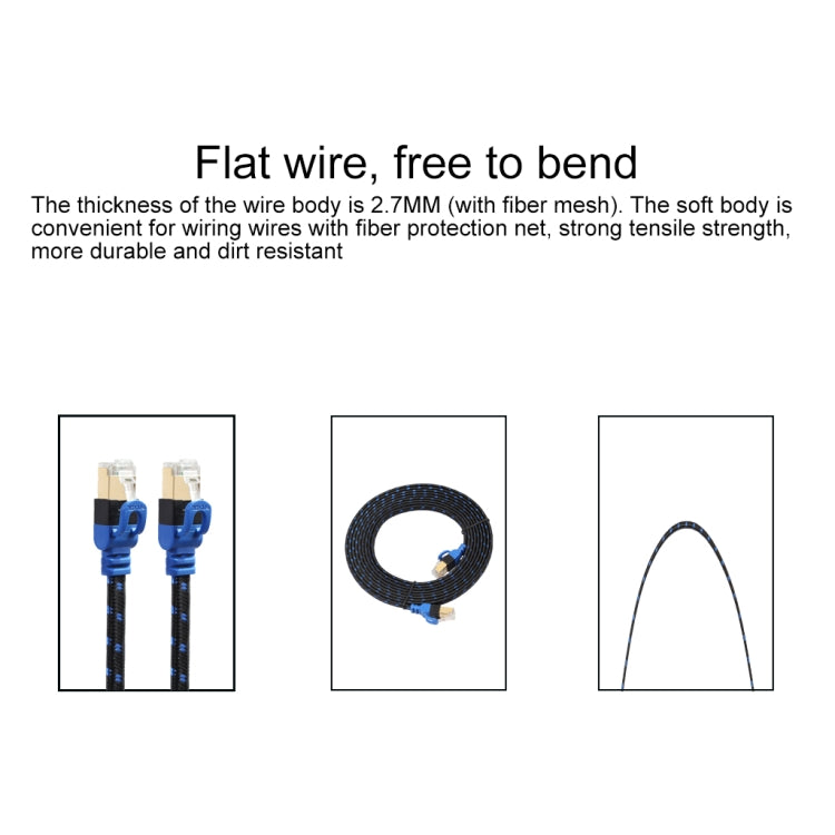 REXLIS CAT7-2 7類萬兆屏蔽雙色編織扁平網線，線長：5m