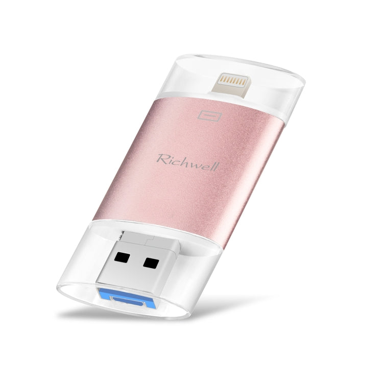 Richwell 3合一 128G Type-C + 8 Pin + USB 3.0 金屬雙蓋可推拉式U盤帶OTG功能