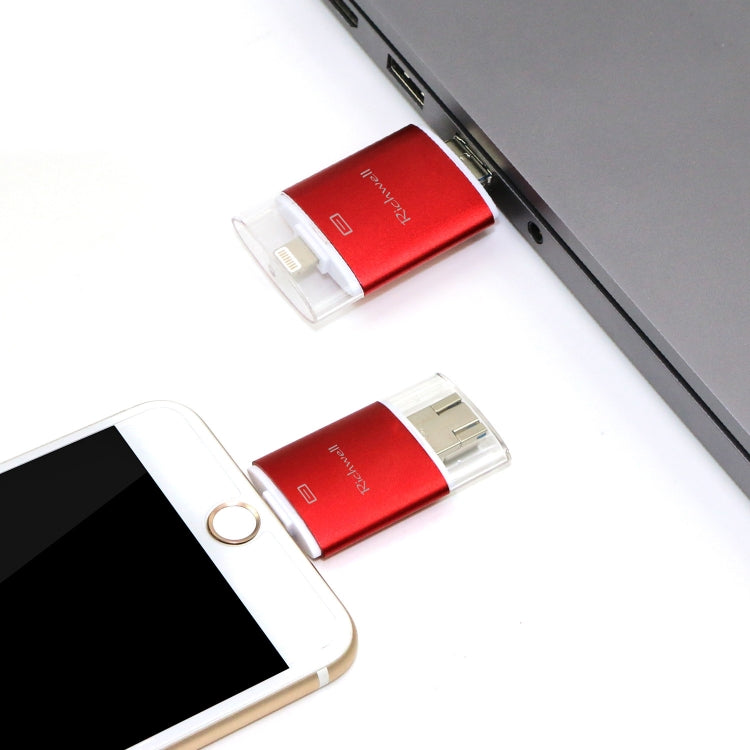 Richwell 3合一 64G Type-C + 8 Pin + USB 3.0 金屬雙蓋可推拉式U盤帶OTG功能