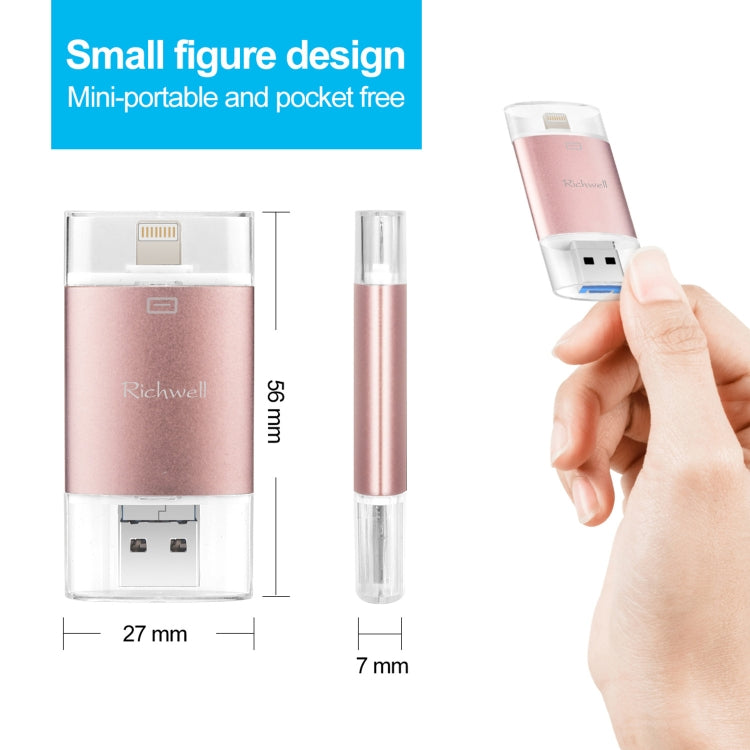 Richwell 3合一 32G Type-C + 8 Pin + USB 3.0 金屬雙蓋可推拉式U盤帶OTG功能