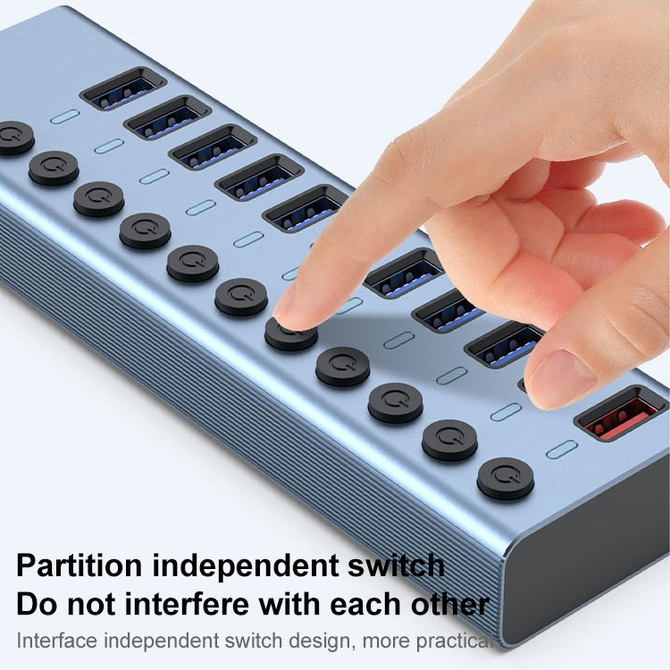11合一 USB 3.0 集線器分線器帶獨立開關&12V 4A電源