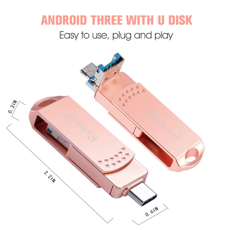 Richwell 3合一 64G Type-C + Micro USB + USB 3.0 金屬安卓U盤帶OTG功能