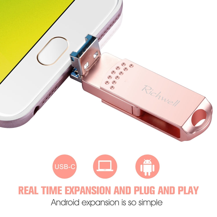 Richwell 3合一 64G Type-C + Micro USB + USB 3.0 金屬安卓U盤帶OTG功能