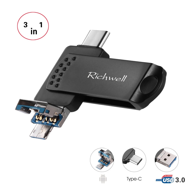 Richwell 3合一 32G Type-C + Micro USB + USB 3.0 金屬安卓U盤帶OTG功能