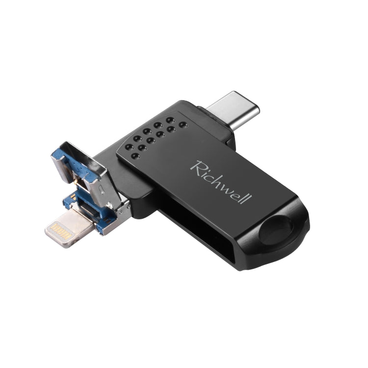Richwell 16G Type-C + 8 Pin + USB 3.0 金屬可推拉式U盤帶OTG功能