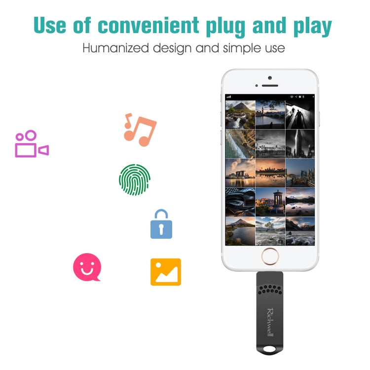 Richwell 16G Type-C + 8 Pin + USB 3.0 金屬可推拉式U盤帶OTG功能