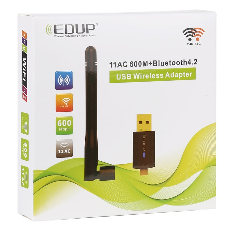 EDUP EP-AC1661 2合1藍牙4.2 + 雙頻600Mbps高速無線USB適配器WiFi接收器