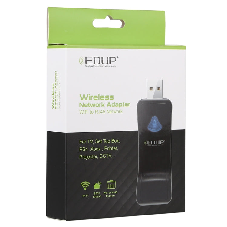 EDUP EP-2911S 300Mbps速率 2.4GHz無線USB中繼器WiFi轉RJ45網絡適配器無線網卡