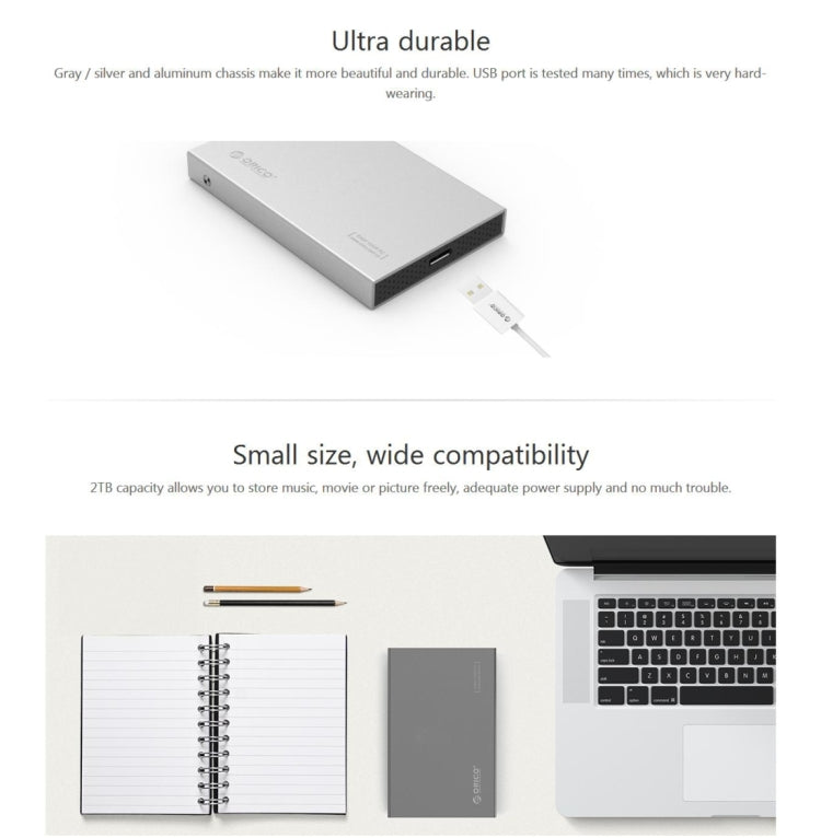 ORICO 2518S3 USB3.0 2.5英寸移動硬盤盒，適用於7毫米 & 9.5毫米厚度SATA HDD / SSD串口硬盤