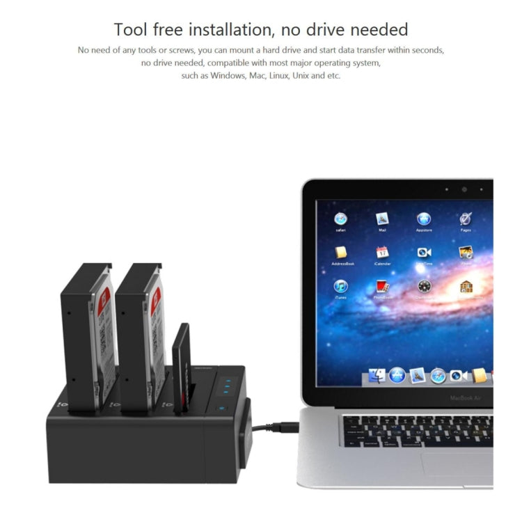 ORICO 6638US3-C 三盤位移動硬盤盒 / USB 3.0 Type-B轉SATA移動硬盤盒/硬盤脫機拷貝器，適用於2.5英寸/ 3.5英寸SATA HDD / SSD硬盤