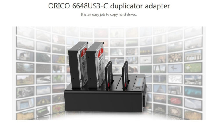 ORICO 6648US3-C-V1 四盤位移動硬盤盒 / USB 3.0 Type-B轉SATA移動硬盤盒/硬盤脫機拷貝器，適用於2.5英寸/ 3.5英寸SATA HDD / SSD硬盤