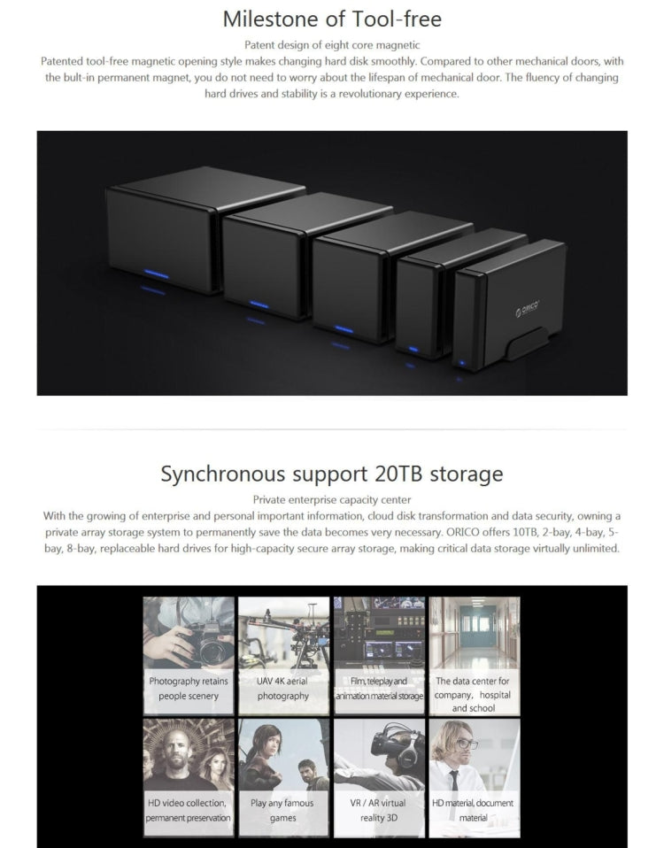 ORICO NS200-C3 二盤位移動硬盤盒 / USB 3.1 Type-C轉SATA移動硬盤盒，適用於3.5英寸SATA HDD 硬盤，支持UASP協議