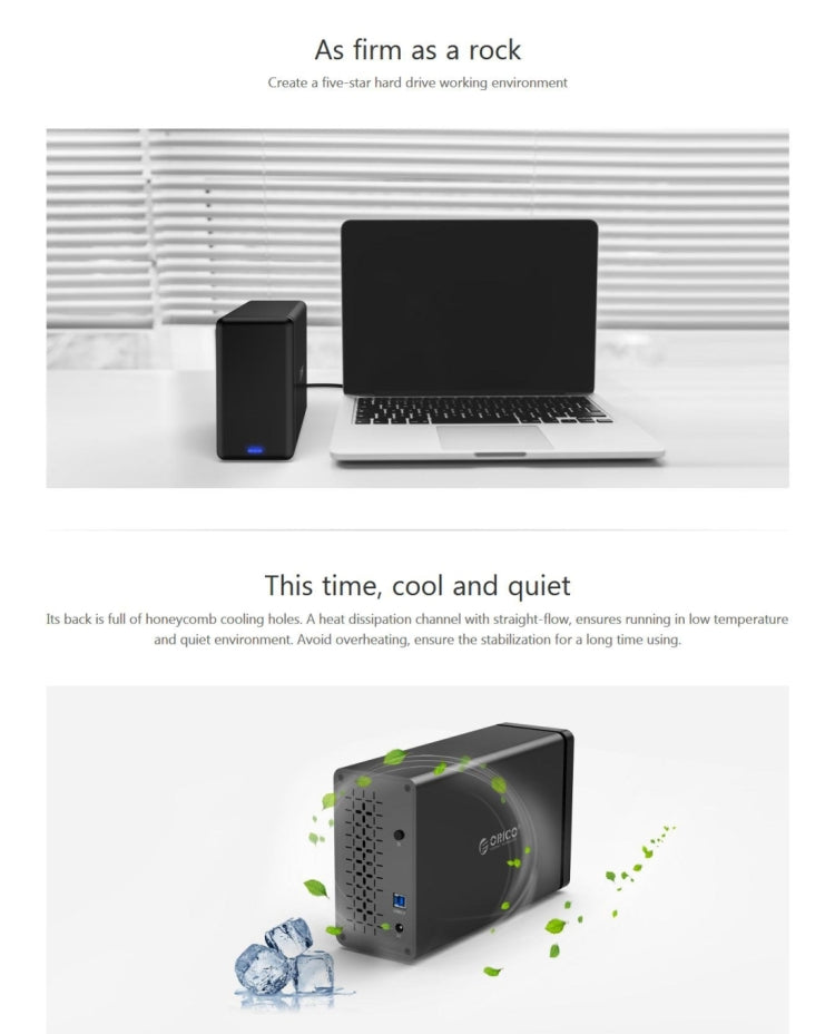 ORICO NS200-RU3  二盤位移動硬盤盒 / USB 3.0 Type-B轉SATA移動硬盤盒，帶Raid磁盤陣列模式，適用於3.5英寸SATA HDD 硬盤，支持UASP協議