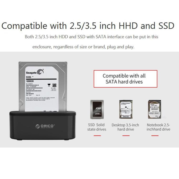 ORICO USB 3.0 Type-B to SATA External Storage Hard Drive Dock for 2.5 inch / 3.5 inch SATA HDD / SSD