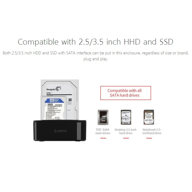 ORICO 6228US3 雙盤位USB3.0硬盤底座 SATA串口2.5/3.5寸硬盤通用