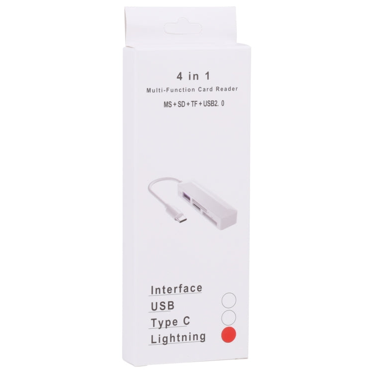 4合一 MS卡+SD卡+TF卡+USB2.0讀卡器 適用於8 Pin設備