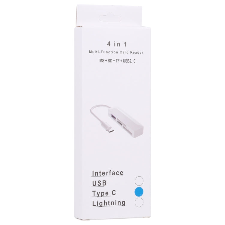 4合一 MS卡+SD卡+TF卡+USB2.0讀卡器 適用於Type-C設備