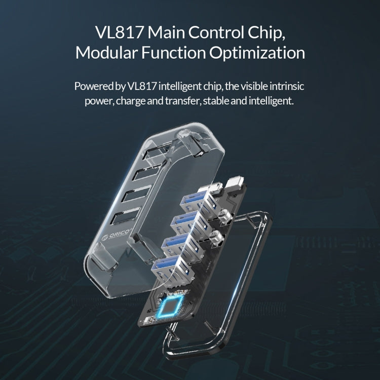 ORICO F4U 4口USB 3.0接口5Gbps傳輸HUB集線器 帶藍色LED指示燈