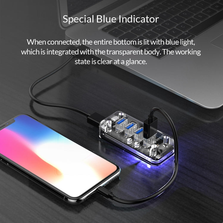 ORICO F4U 4口USB 3.0接口5Gbps傳輸HUB集線器 帶藍色LED指示燈