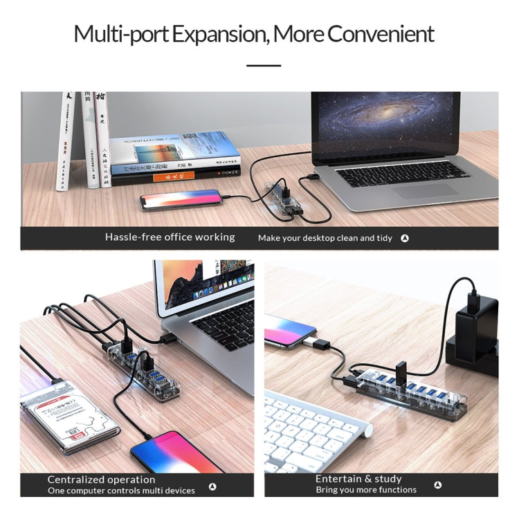ORICO F7U 7口USB 3.0接口5Gbps傳輸HUB集線器 帶藍色LED指示燈