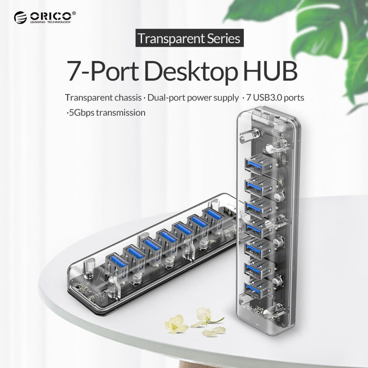 ORICO F7U 7口USB 3.0接口5Gbps傳輸HUB集線器 帶藍色LED指示燈