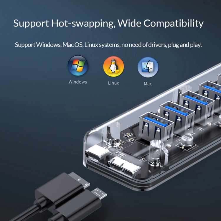 ORICO F7U 7口USB 3.0接口5Gbps傳輸HUB集線器 帶藍色LED指示燈