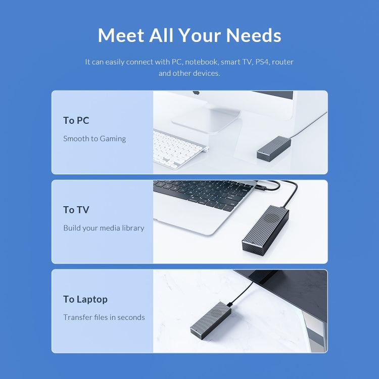 ORICO M2PVC3-G20-GY-BP USB3.2 20Gbps M.2 NVMe SSD硬盤盒