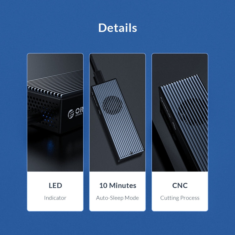 ORICO M2PVC3-G20-GY-BP USB3.2 20Gbps M.2 NVMe SSD硬盤盒