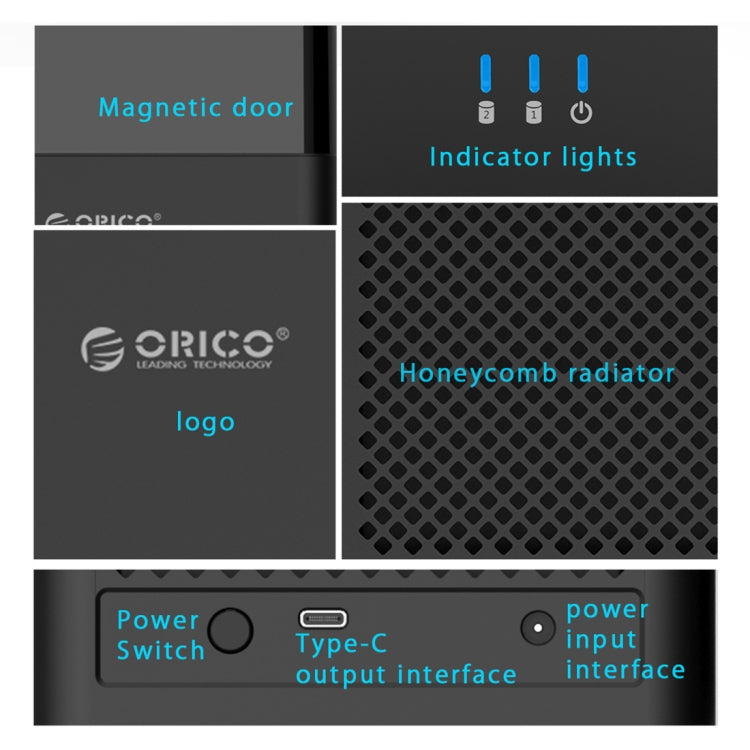 ORICO DS200C3 磁吸式3.5英寸Type-C硬盤櫃