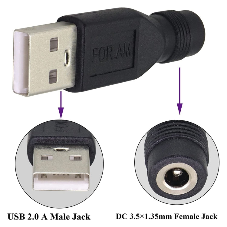 10個一賣 3.5 x 1.35mm 轉 USB 2.0 DC電源插頭連接器