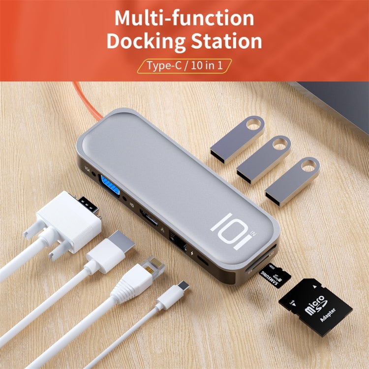 ROCK TR01 Type-C轉HDMI+VGA 十合一多功能擴展塢