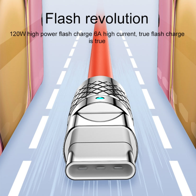 機甲系列 6A 120W USB轉Type-C 金屬頭硅膠快充線 1.2米