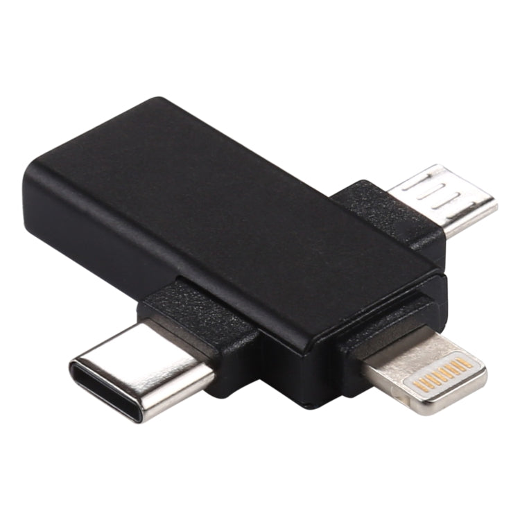 3合一 USB 3.0轉8 Pin+Micro USB+Type-C接口 多功能OTG適配器