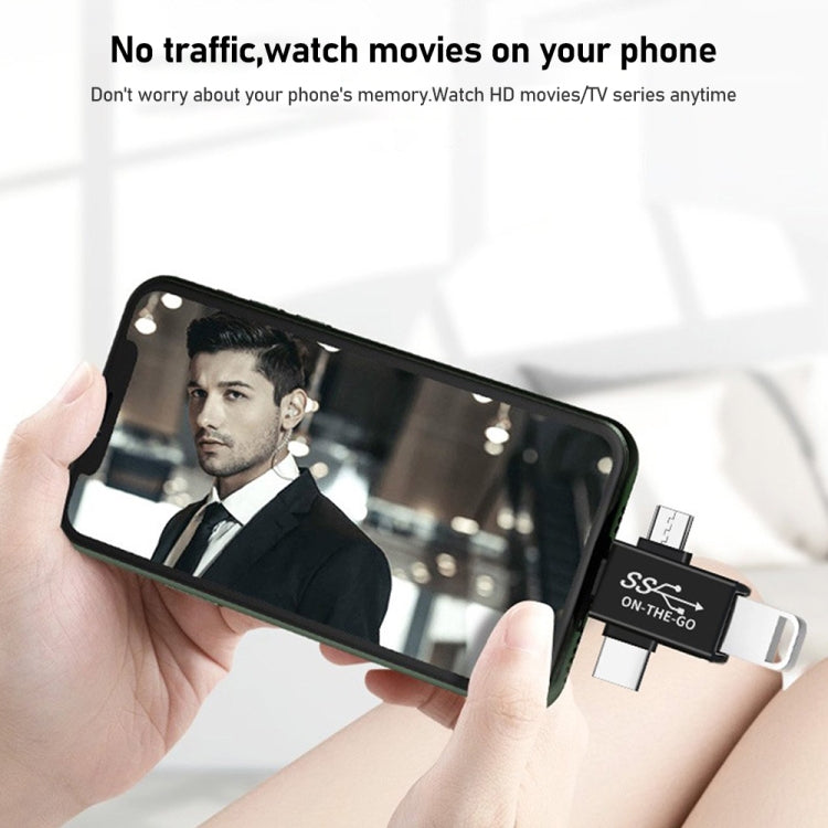 3合一 USB 3.0轉8 Pin+Micro USB+Type-C接口 多功能OTG適配器