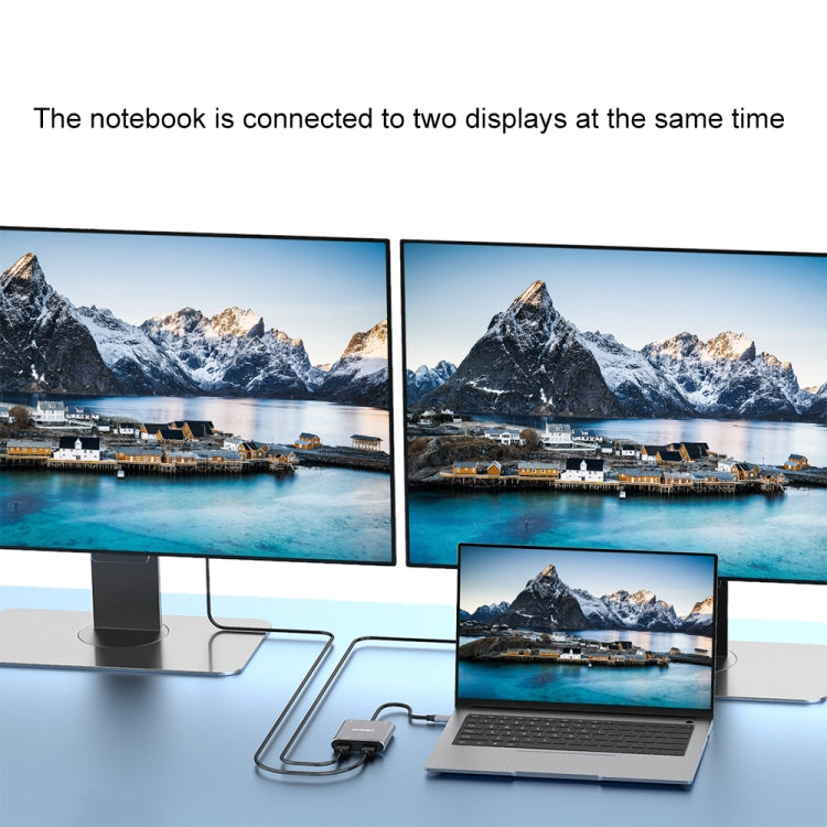 Onten 9175K 4合一 Type-C轉雙HDMI+USB3.0+PD3.0 Type-C充電接口 4K高清視頻轉換器