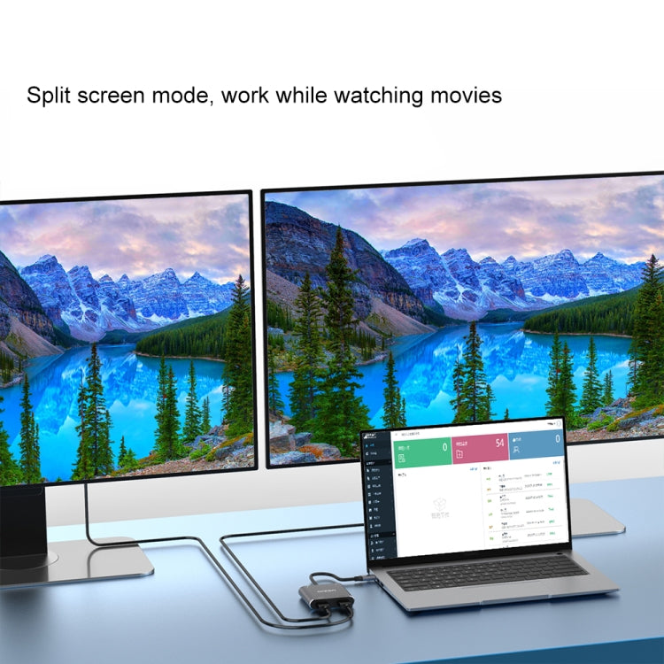 Onten 9175K 4合一 Type-C轉雙HDMI+USB3.0+PD3.0 Type-C充電接口 4K高清視頻轉換器
