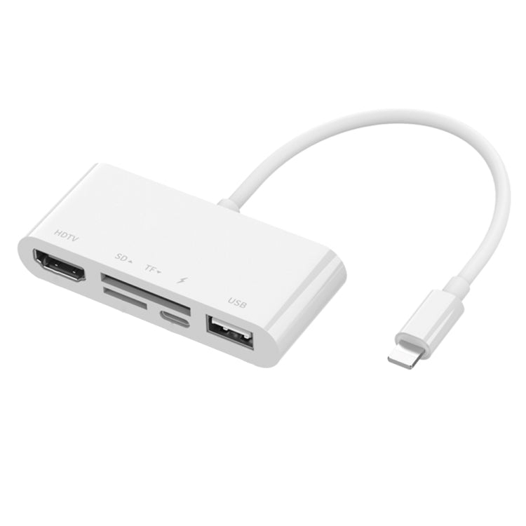 75215 5合一 8 Pin轉HDMI+SD卡槽+TF卡槽+USB+8 Pin充電接口 高清視頻轉換器